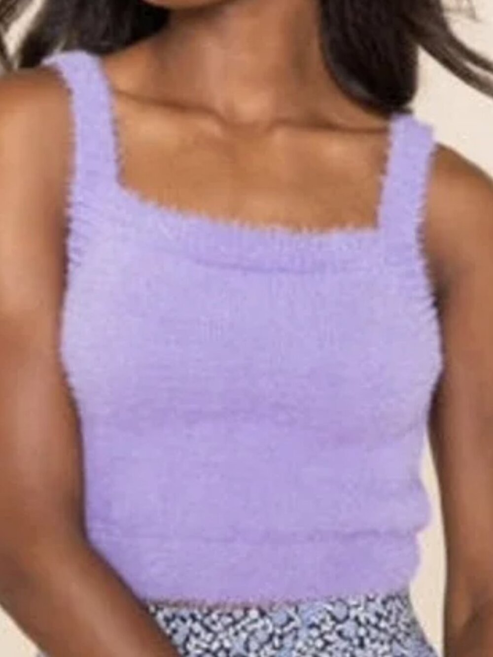 NEW Francesca's Youth Fuzzy Purple Sweater Tank Top Lavender XL (14)
